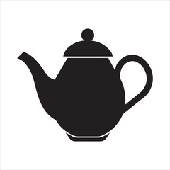 Minimalist teapot silhouette icon isolated on transparent background