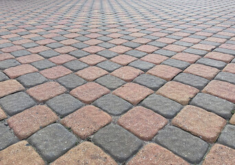 Abstract background. Modern cobblestone pavement closeup