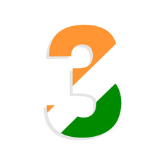 Striking number three with India flag colors for Republic Day celebration