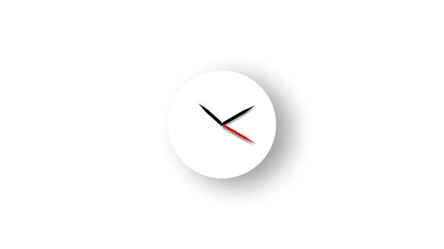 Realistic abstract wall clock animation with digital-analog hybrid design. Features black countdown circle on white background. Beautiful 4K clock icon animation, perfect for presentations, motion gra