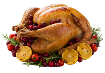 Delicious Roasted Turkey with Cranberries and Oranges, Perfect for Holiday Feasts