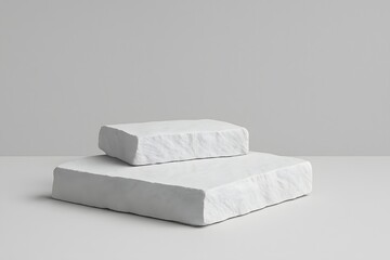 White stone pedestal, isolated background. Minimal stone stand design for product display and advertising