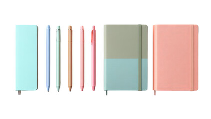 Assorted stationery items in pastel colors
