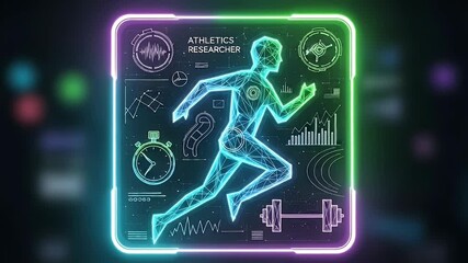 Digital Athletic Informatics: A futuristic view of athletic data visualization, showcasing the convergence of human performance and digital innovation. - Powered by Adobe