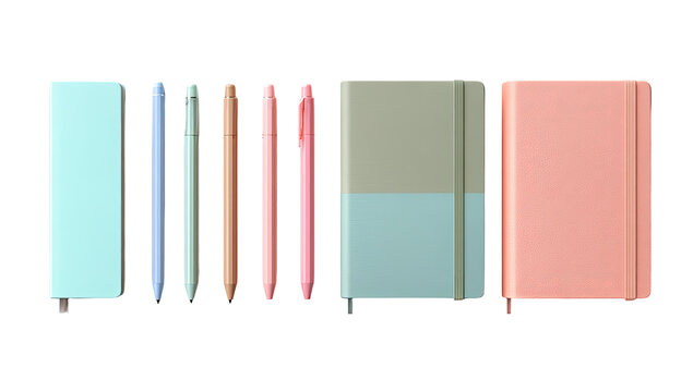 Assorted stationery items in pastel colors