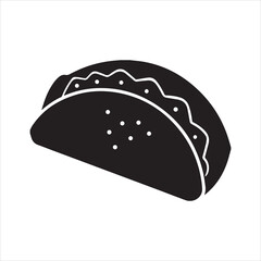 Minimalist taco silhouette isolated on transparent background