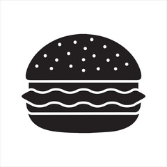 Minimalist burger silhouette icon isolated on transparent background