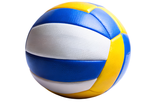 PNG image of Vibrant Blue, Yellow, and White Volleyball: Symbol of Team Sports and Active Play