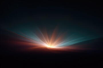 Bright rays burst from horizon, blending colors of dawn in cosmi