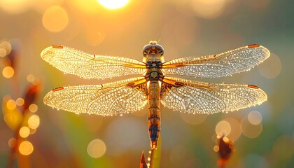 Dragonfly in golden sunlight