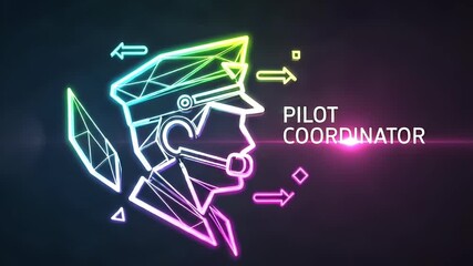 Pilot Coordinator: A futuristic digital illustration, a pilot in a smart hat is a symbol of control and technical proficiency.
