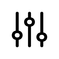 Three vertical black sliders with circular handles for volume control or settings adjustment icon style