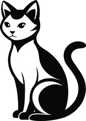 Obraz premium Elegant Black and White Cat Illustration Detailed Design with a Graceful Pose and Striking Contrast for Creative Projects