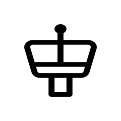 Illustration of a black outline of a manx crown symbol with a circular top and rectangular base shape design