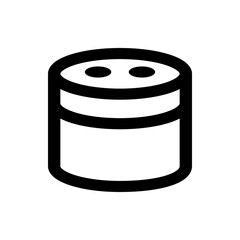 A simple black and white illustration of a cylindrical container with two small circular openings on top