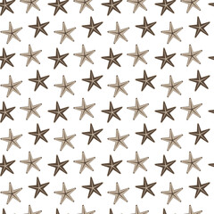Seamless pattern with a starfish.

 Repeating background of sea and ocean.