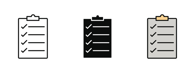 Task icon in fill colored outline style on a clean white background, representing to-do lists, project management, and productivity tracking.