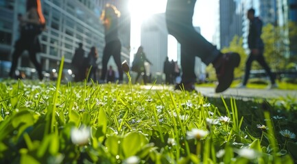 people walking in the garden