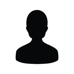 Silhouette of a person, possibly an avatar, represented in stark black
