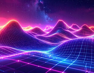 Futuristic Holographic Neon Landscape