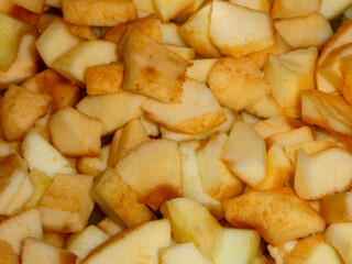 Diced Apples with Sugar Ready for Baking.