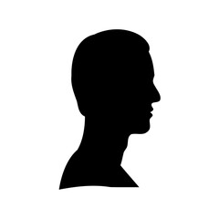 Monochrome profile silhouette of a man with a high brow line