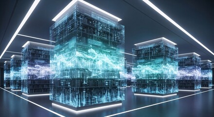 Fototapeta premium Futuristic Digital Library Interior