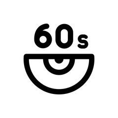 Illustration of a stylized eye with the text sixty s above it in black on a white background in a simple style