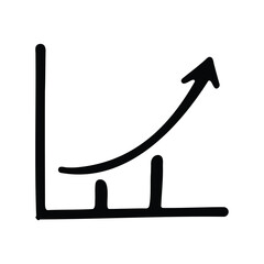 Hand drawn chart illustration with an upward arrow representing growth and increase