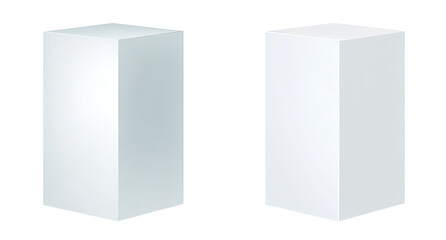 Two identical, light gray, 3D rectangular prisms, side-by-side, one subtly lighter than the other
