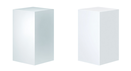 Two identical, light gray, 3D rectangular prisms, side-by-side, one subtly lighter than the other