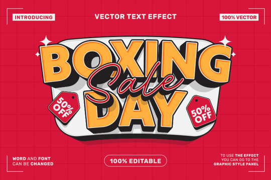 Boxing Day Sale Cartoon Style Editable Text Effect for Holiday Discount Promotion