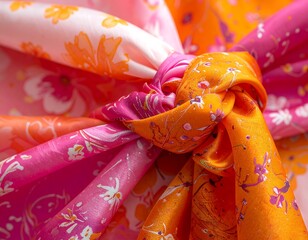 Fototapeta premium Vibrant silk scarf knot