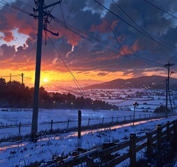 sunset in the mountains