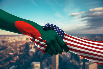 Shaking hands Bangladesh and US