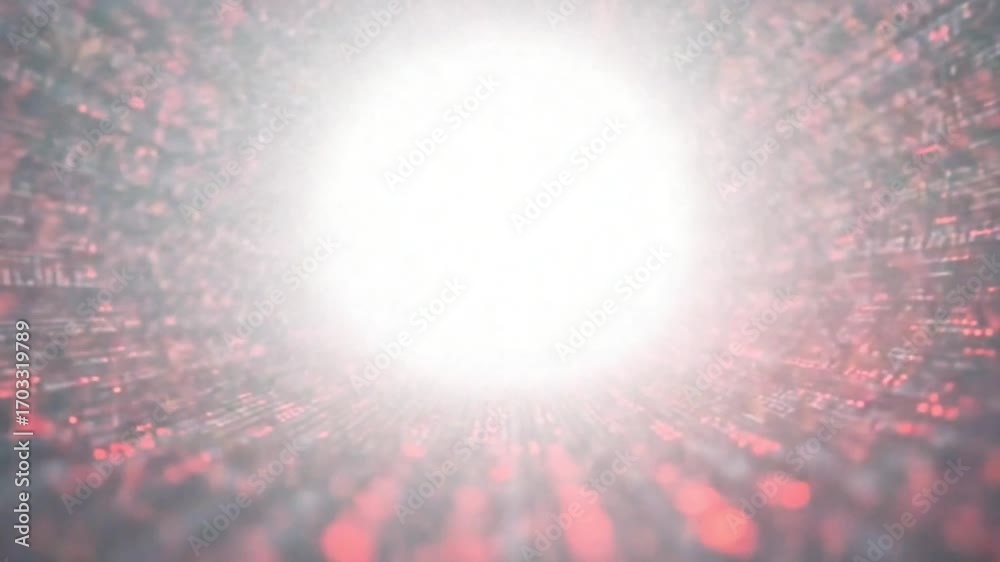 Wall mural abstract data stream with bright light emerging from digital tunnel background