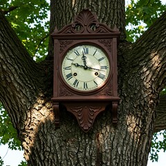 Fototapeta premium Time's Gentle Embrace: A Sun-Dappled Clock