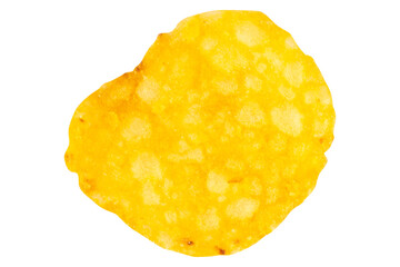 Single Potato Chip on White Background