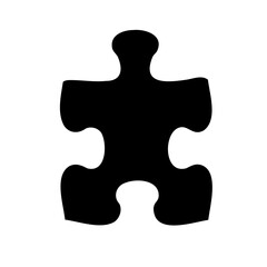 Obraz premium Silhouette of a black puzzle piece with a white background displayed