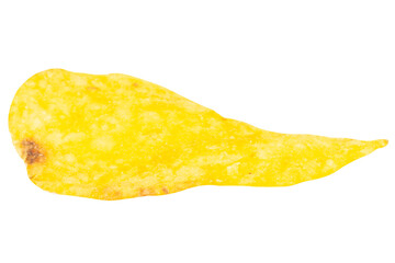 Single Potato Chip on White Background