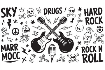 Solid Style Danger and Hazard Icons Featuring Bombs, Rockets, and Warning Signs