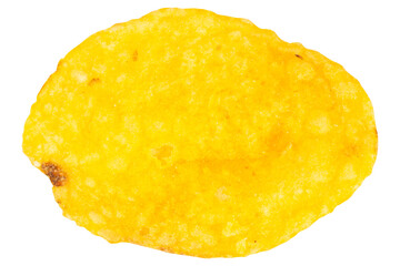 Single Potato Chip on White Background