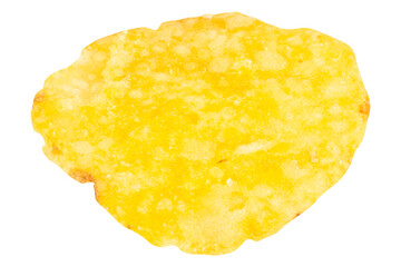 Single Potato Chip on White Background