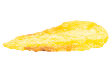 Single Potato Chip on White Background