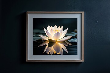 Illuminated Water Lily Framed Print - Minimalism