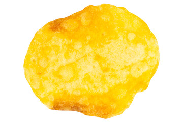 Single Potato Chip on White Background