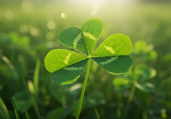 朝の四葉のクローバー