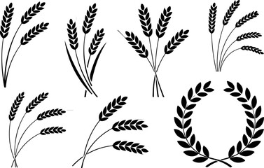 Wheat Sheaves and Laurel Wreath Silhouette Set