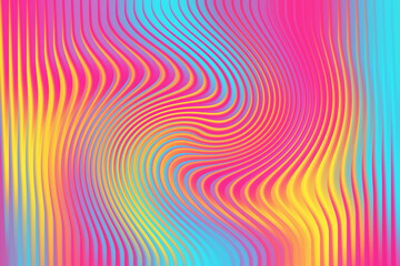 Abstract background with pink, yellow and blue wavy lines.  Modern digital art, vibrant colors.