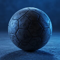 Worn Leather, Blue Hour: A 3D Soccer Ball Render